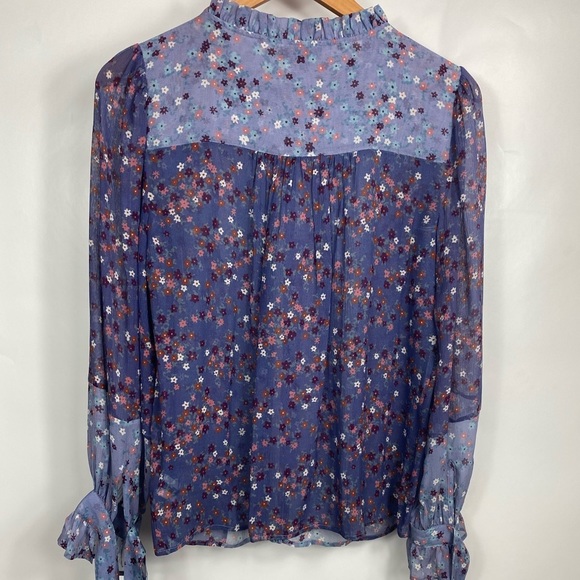 Paige DOROTHY BLOUSE in Crown Blue Floral Boho fits true to size- size XS - Picture 5 of 14